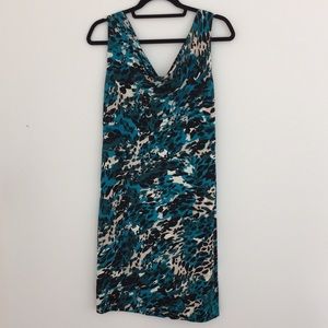 Ann Taylor Jersey blue leopard Jersey dress